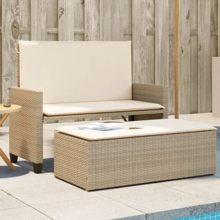 Banco de jardín con cojines y reposapiés ratán sintético beige by , garden benches - Ref: Foro24-368411, Price: 258,30 €, Dis...