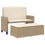 Banco de jardín con cojines y reposapiés ratán sintético beige by , garden benches - Ref: Foro24-368411, Price: 258,30 €, Dis...