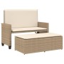 Banco de jardín con cojines y reposapiés ratán sintético beige by , garden benches - Ref: Foro24-368411, Price: 263,05 €, Dis...