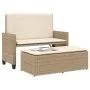 Banco de jardín con cojines y reposapiés ratán sintético beige by , garden benches - Ref: Foro24-368411, Price: 258,30 €, Dis...