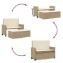 Banco de jardín con cojines y reposapiés ratán sintético beige by , garden benches - Ref: Foro24-368411, Price: 258,30 €, Dis...