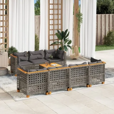 Gartensofa-Set und Kissen, 8-teilig, aus grauem Kunst-Rattan. von , Gartensets - Ref: Foro24-3261753, Preis: 673,58 €, Rabatt: %