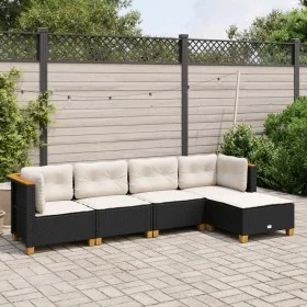 Set de muebles de jardín 5 pzas y cojines ratán sintético negro by , Garden sets - Ref: Foro24-3261785, Price: 364,00 €, Disc...