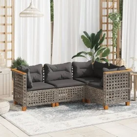 Set de sofás de jardín 4 pzas y cojines ratán sintético gris by , Garden sets - Ref: Foro24-3261801, Price: 379,54 €, Discoun...