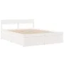 Bed frame with white pine wood drawers 140x200 cm by , Beds and slatted bases - Ref: Foro24-3282349, Price: 298,88 €, Discoun...
