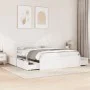 Bed frame with white pine wood drawers 140x200 cm by , Beds and slatted bases - Ref: Foro24-3282349, Price: 298,88 €, Discoun...