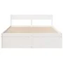 Bed frame with white pine wood drawers 140x200 cm by , Beds and slatted bases - Ref: Foro24-3282349, Price: 298,88 €, Discoun...