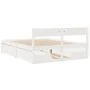 Bed frame with white pine wood drawers 140x200 cm by , Beds and slatted bases - Ref: Foro24-3282349, Price: 298,88 €, Discoun...