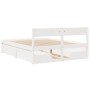 Bettgestell mit Schubladen aus weißem Kiefernholz 140x200 cm von , Betten und Lattenroste - Ref: Foro24-3282349, Preis: 326,1...