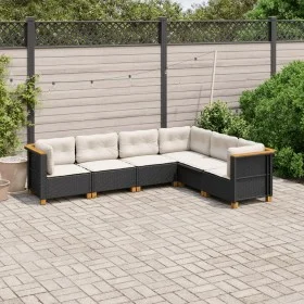 Set de sofás de jardín 6 piezas y cojines ratán sintético negro by , Garden sets - Ref: Foro24-3261857, Price: 487,50 €, Disc...