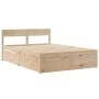 Solid pine wood bed frame with cushions 140x190 cm by , Beds and slatted bases - Ref: Foro24-3282354, Price: 247,20 €, Discou...