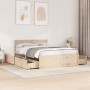 Solid pine wood bed frame with cushions 140x190 cm by , Beds and slatted bases - Ref: Foro24-3282354, Price: 266,53 €, Discou...
