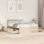 Solid pine wood bed frame with cushions 140x190 cm by , Beds and slatted bases - Ref: Foro24-3282354, Price: 247,20 €, Discou...
