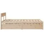 Solid pine wood bed frame with cushions 140x190 cm by , Beds and slatted bases - Ref: Foro24-3282354, Price: 247,20 €, Discou...