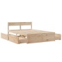 Solid pine wood bed frame with cushions 140x190 cm by , Beds and slatted bases - Ref: Foro24-3282354, Price: 266,53 €, Discou...