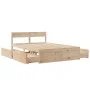 Solid pine wood bed frame with cushions 140x190 cm by , Beds and slatted bases - Ref: Foro24-3282354, Price: 247,20 €, Discou...
