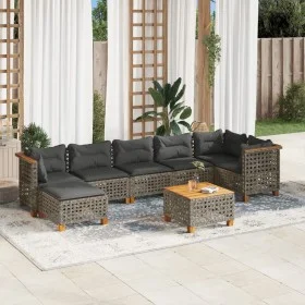 Gartensofa-Set und Kissen, 8-teilig, aus grauem Kunst-Rattan. von , Gartensets - Ref: Foro24-3261933, Preis: 640,92 €, Rabatt: %