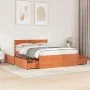 Bed frame with pine wood drawers, brown wax finish, 140x190 cm. by , Beds and slatted bases - Ref: Foro24-3282356, Price: 289...