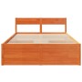 Estructura cama con cajones madera pino marrón cera 140x190 cm de , Camas y somieres - Ref: Foro24-3282356, Precio: 292,98 €,...
