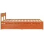 Bed frame with pine wood drawers, brown wax finish, 140x190 cm. by , Beds and slatted bases - Ref: Foro24-3282356, Price: 289...