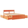 Estructura cama con cajones madera pino marrón cera 140x190 cm de , Camas y somieres - Ref: Foro24-3282356, Precio: 292,98 €,...