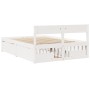 Bed frame with drawers made of white pine wood 120x190 cm by , Beds and slatted bases - Ref: Foro24-3282361, Price: 307,56 €,...