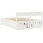 Bed frame with drawers made of white pine wood 120x190 cm by , Beds and slatted bases - Ref: Foro24-3282361, Price: 293,27 €,...