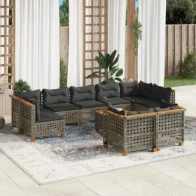Set de sofás de jardín 10 pzas con cojines ratán sintético gris by , Garden sets - Ref: Foro24-3261999, Price: 830,73 €, Disc...
