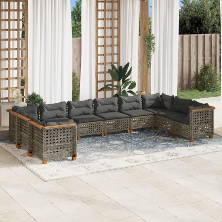 Set de sofás de jardín 10 pzas con cojines ratán sintético gris by , Garden sets - Ref: Foro24-3262023, Price: 827,12 €, Disc...