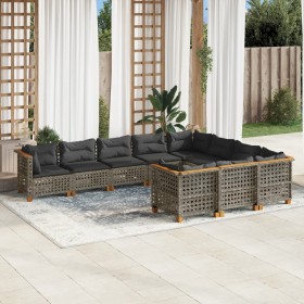 Garden sofa set 10 pieces with gray synthetic rattan cushions by , Garden sets - Ref: Foro24-3262035, Price: 827,12 €, Discou...