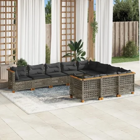 Garden sofa set 10 pieces with gray synthetic rattan cushions by , Garden sets - Ref: Foro24-3262035, Price: 875,36 €, Discou...
