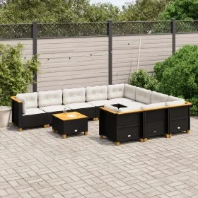 Set mit 11 Stück Gartensofas und Kissen synthetisches Rattan schwarz von , Gartensets - Ref: Foro24-3262037, Preis: 894,75 €,...