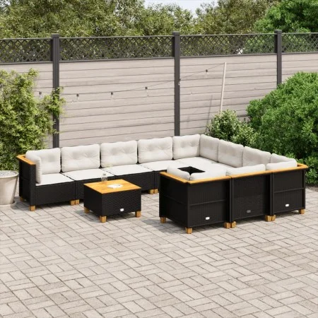 Garden sofa set 11 pieces and black synthetic rattan cushions by , Garden sets - Ref: Foro24-3262037, Price: 894,75 €, Discou...