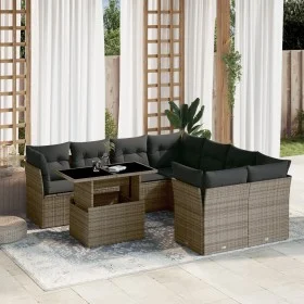 Gartenmöbel-Set 9-teilig mit grauen Polstern aus synthetischem Rattan von , Gartensets - Ref: Foro24-3266430, Preis: 573,81 €...