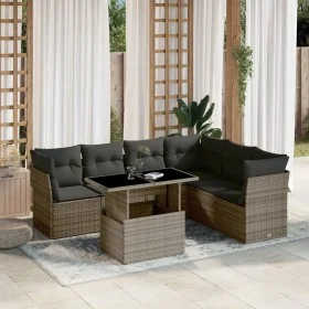 Set de sofás de jardín 7 pzas con cojines ratán sintético gris by , Garden sets - Ref: Foro24-3266610, Price: 452,12 €, Disco...