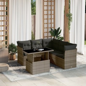 Set de muebles de jardín 6 pzas y cojines ratán sintético gris de , Conjuntos de jardín - Ref: Foro24-3266580, Precio: 397,29 €