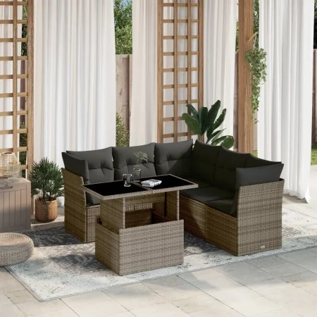 Set de muebles de jardín 6 pzas y cojines ratán sintético gris de , Conjuntos de jardín - Ref: Foro24-3266580, Precio: 397,38...
