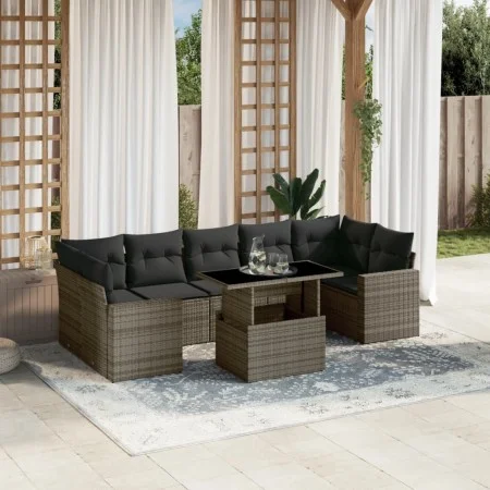 Gartensofa-Set und Kissen, 8-teilig, aus grauem Kunst-Rattan. von , Gartensets - Ref: Foro24-3267150, Preis: 529,39 €, Rabatt: %