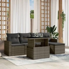 Gartenmöbel-Set, 6-teilig, mit grauen Polstern aus synthetischem Rattan. von , Gartensets - Ref: Foro24-3267240, Preis: 377,4...