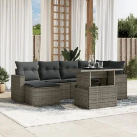 Set de sofás de jardín 7 pzas con cojines ratán sintético gris by , Garden sets - Ref: Foro24-3267420, Price: 448,20 €, Disco...