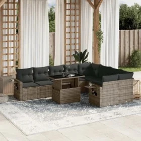 Set de sofás de jardín 10 pzas con cojines ratán sintético gris by , Garden sets - Ref: Foro24-3268130, Price: 632,68 €, Disc...