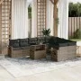 Set de sofás de jardín 10 pzas con cojines ratán sintético gris by , Garden sets - Ref: Foro24-3268130, Price: 632,68 €, Disc...