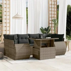 Set de sofás de jardín 7 pzas con cojines ratán sintético gris by , Garden sets - Ref: Foro24-3268390, Price: 498,62 €, Disco...