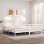 Doppelbettgestell mit weißem Massivholz-Kopfteil von vidaXL, Betten und Lattenroste - Ref: Foro24-3195107, Preis: 151,35 €, R...