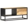 TV-Schrank mit geschnitzter Tür aus rauem Mangoholz, 90 x 30 x 40 cm von vidaXL, TV-Möbel - Ref: Foro24-320944, Preis: 112,35...