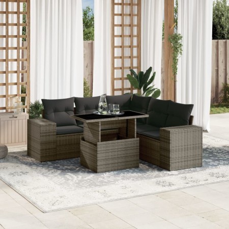 Gartenmöbel-Set, 6-teilig, mit grauen Polstern aus synthetischem Rattan. von , Gartensets - Ref: Foro24-3269160, Preis: 427,5...