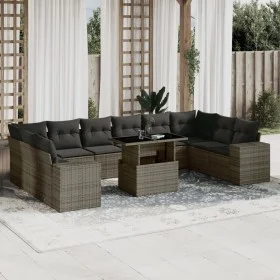 Set de sofás de jardín 11 pzas y cojines ratán sintético gris by , Garden sets - Ref: Foro24-3269410, Price: 711,08 €, Discou...