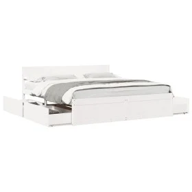 Estructura de cama con cajones madera maciza de pino 200x200 cm de , Camas y somieres - Ref: Foro24-3282337, Precio: 358,93 €...