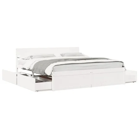 Estructura de cama con cajones madera maciza de pino 200x200 cm de , Camas y somieres - Ref: Foro24-3282337, Precio: 358,93 €...
