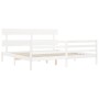 Double bed frame with white solid wood headboard by vidaXL, Beds and slatted bases - Ref: Foro24-3195107, Price: 151,35 €, Di...